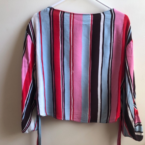 Zara slit sleeve, tie-back striped top - Picture 4 of 5